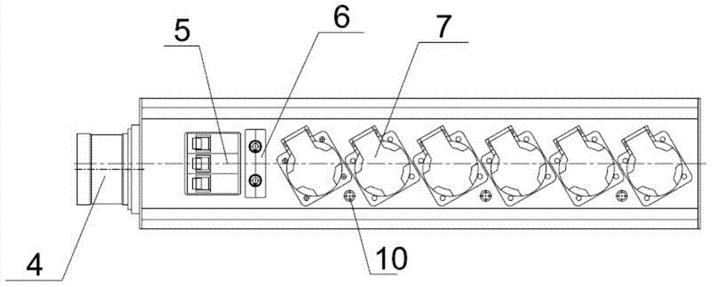 Single-phase box body power supply structure branched by three phases