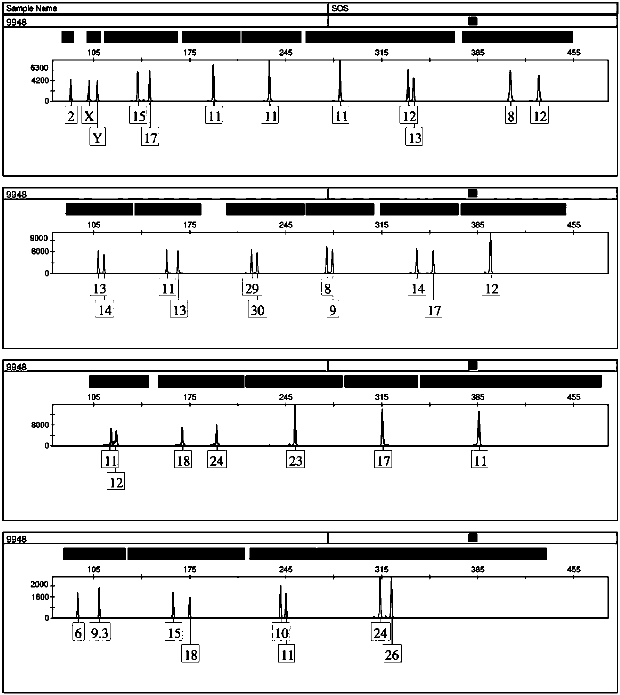 Five-color fluorescence STR parting method for synchronously detecting 23 gene loci and special kit of method