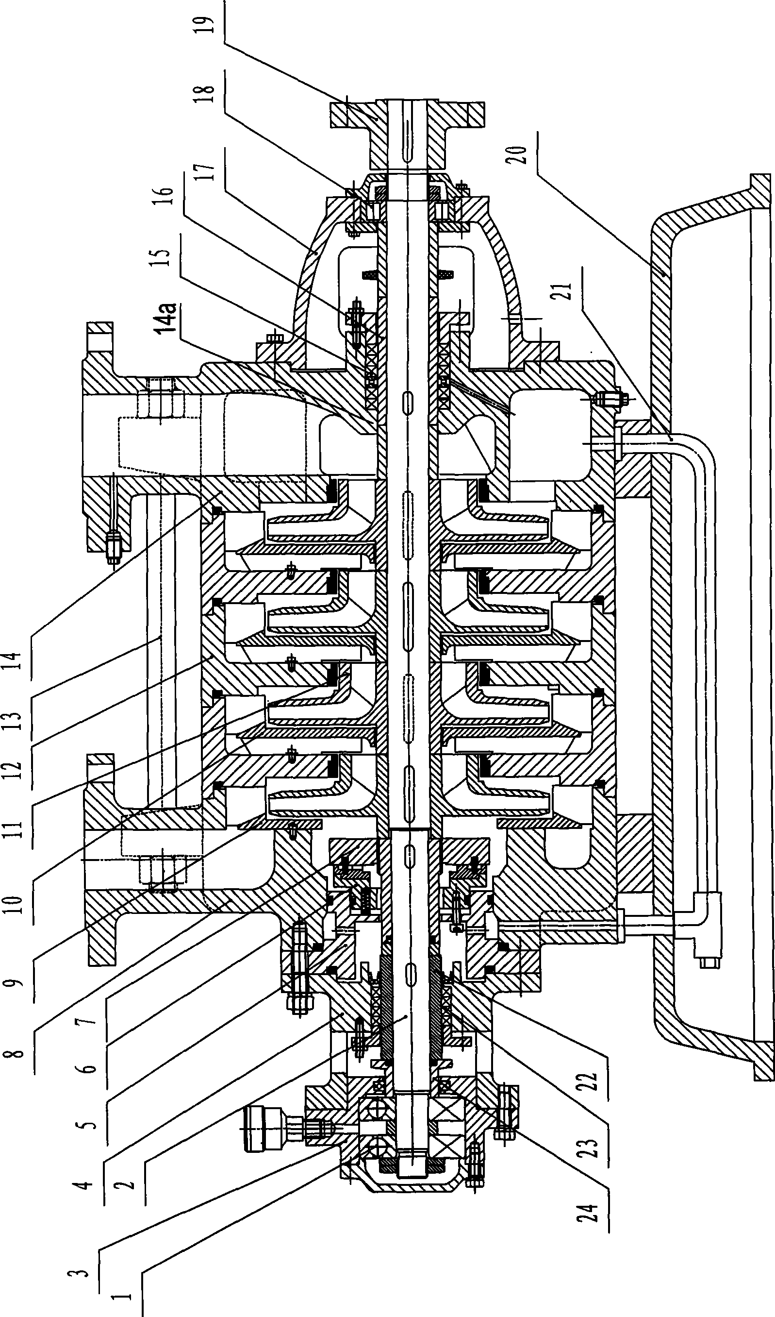 Energy-saving horizontal multi-stage centrifugal pump