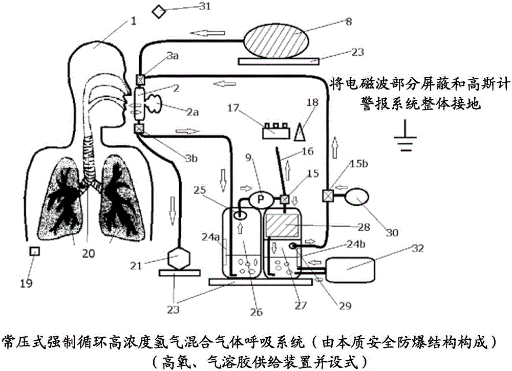 Hydrogen-rich gas mixture breathing system