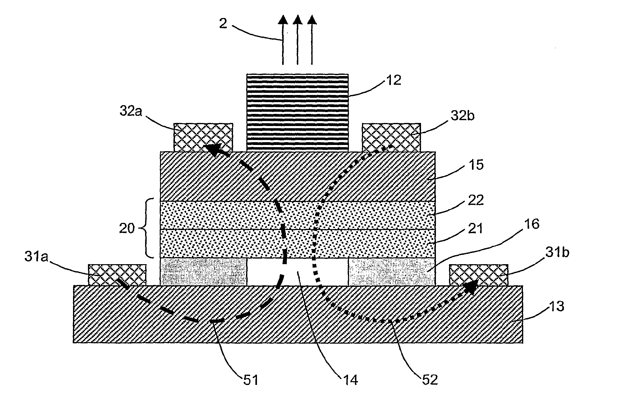 Light emitting system according to a polariton mode with electrical injection of quantum wells