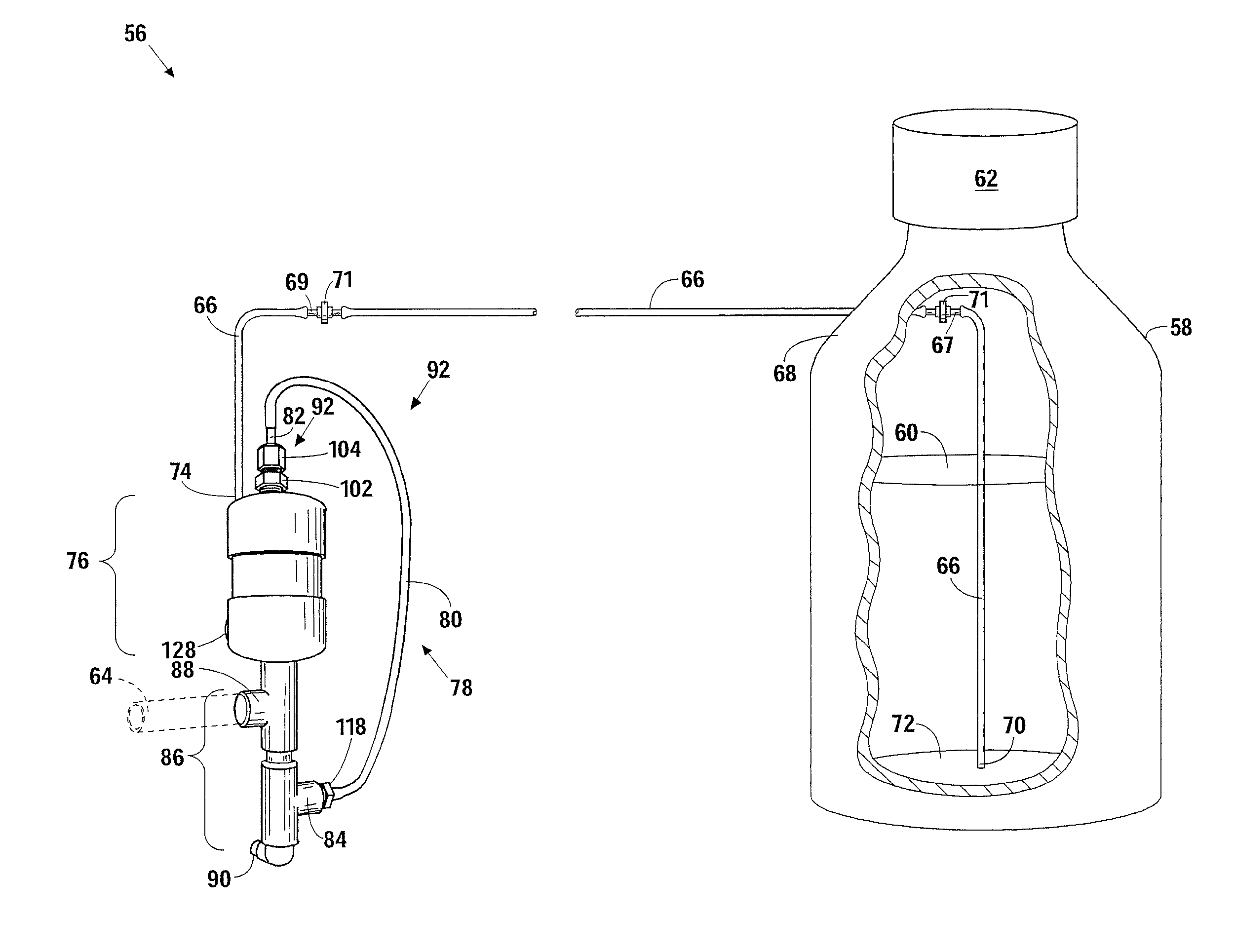 Vacuum-Actuated Liquid Disinfectant Dispenser and System