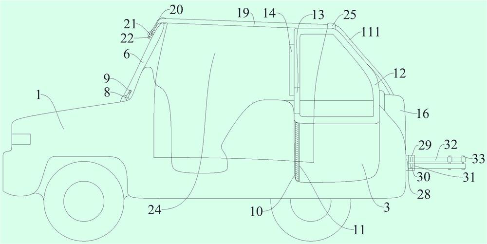 Airport electric tractor with hidden protection device