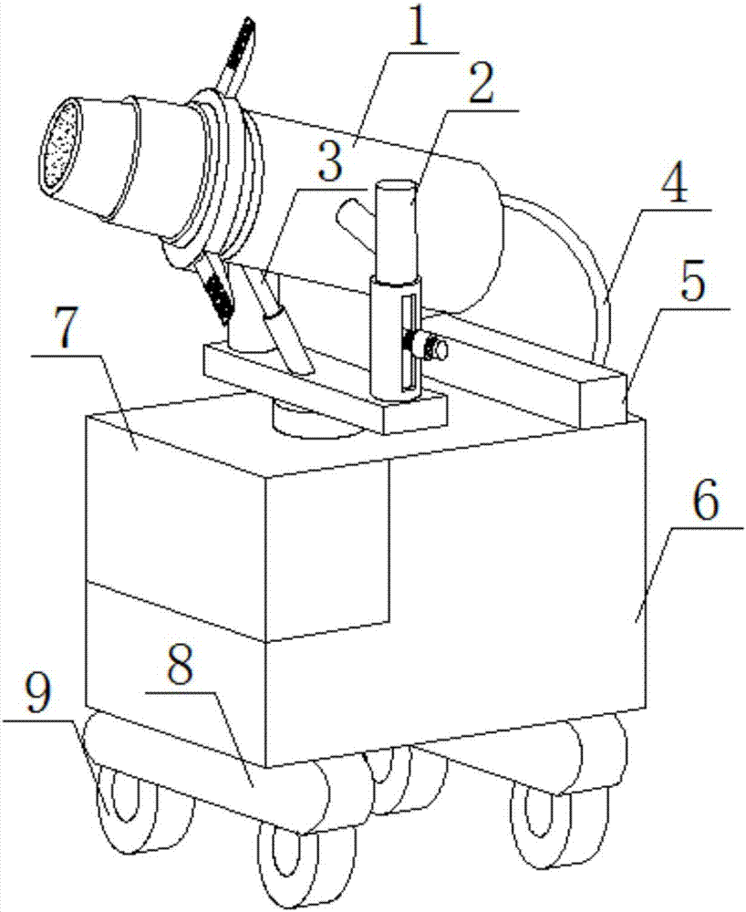 Spray-type dust removing device for environmental protection and maintenance of urban road