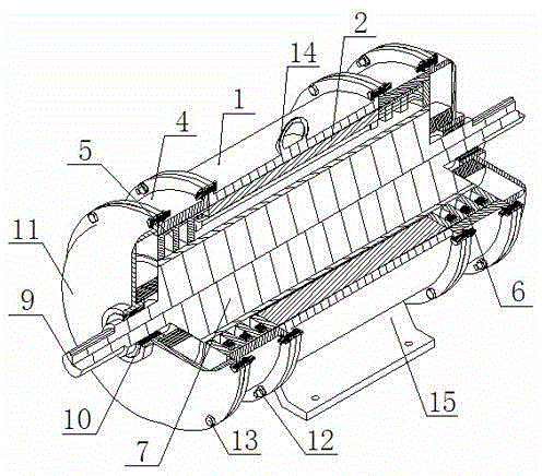 Winding-free end-part spiral-motion induction motor