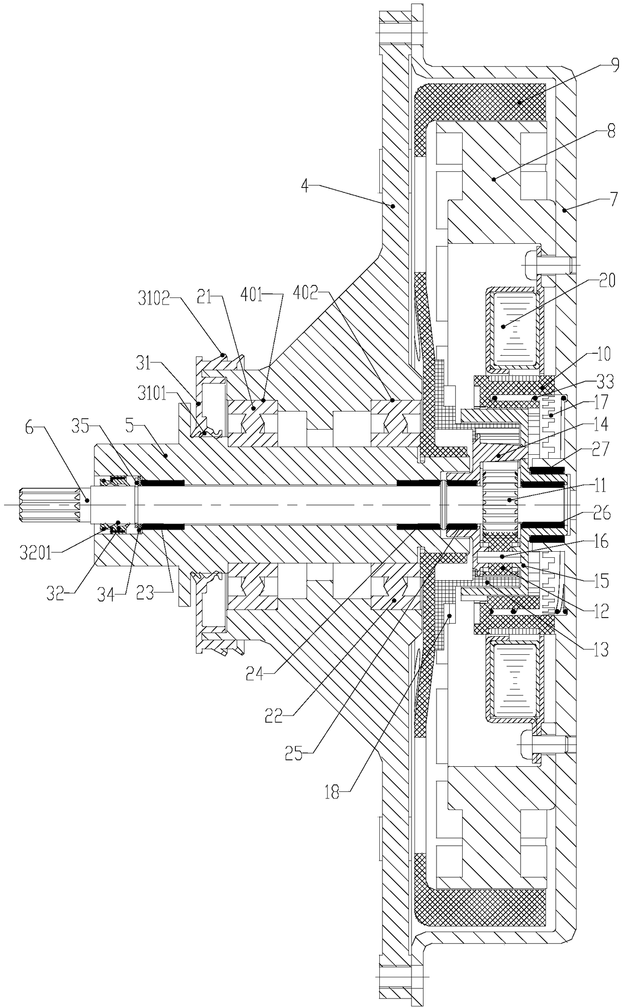 Driving system of drum washing machine and drum washing machine