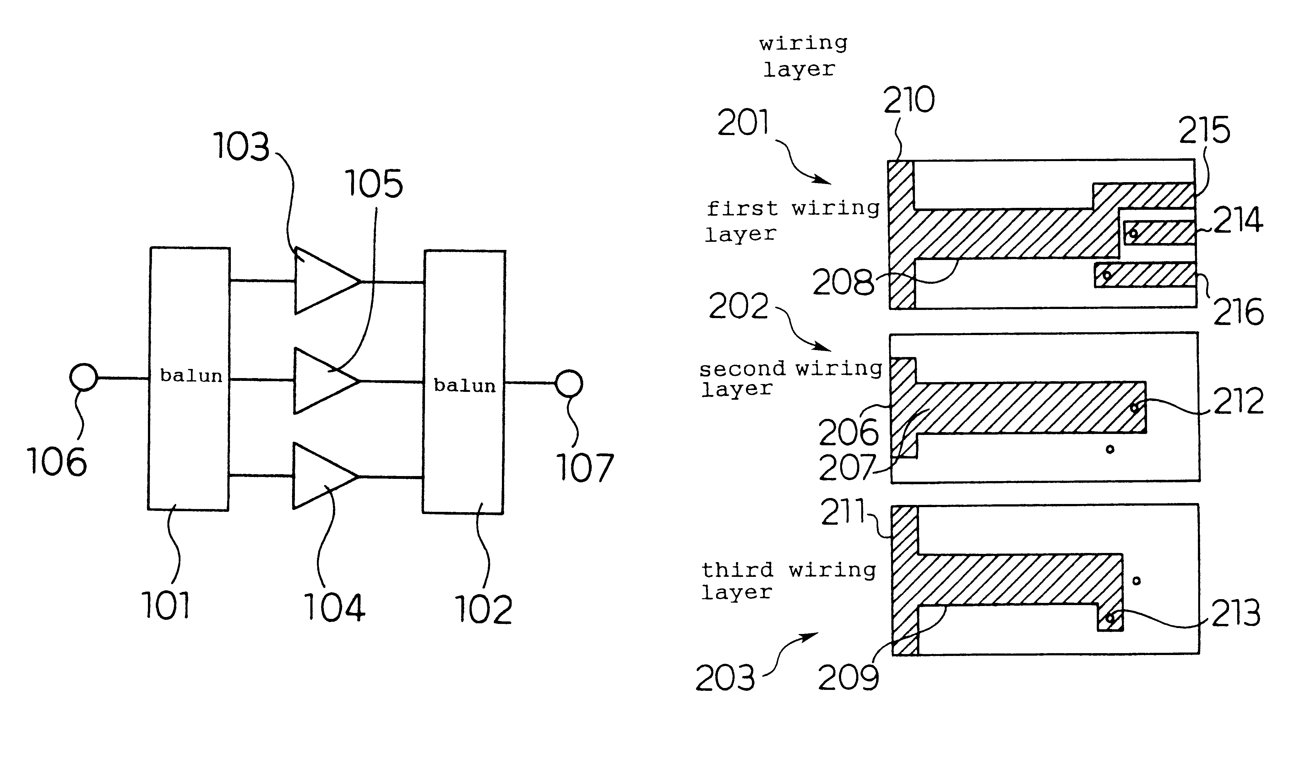 Power splitter/ combiner circuit, high power amplifier and balun circuit