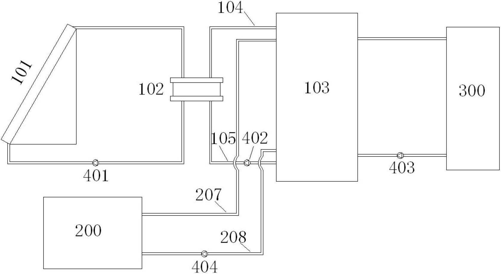 Heating system combining active solar energy and CO2 air source heat pump