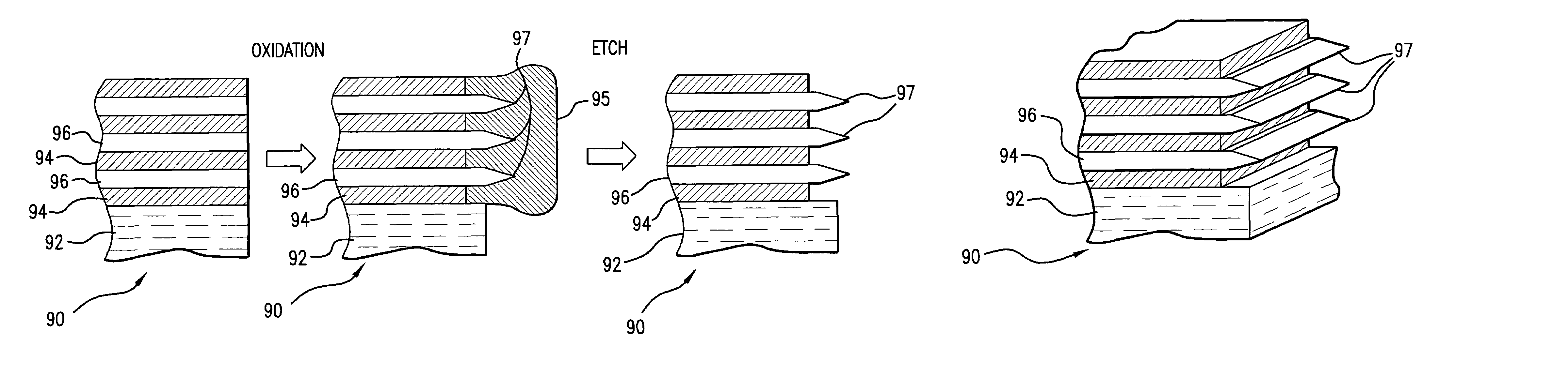 Use of expanding material oxides for nano-fabrication