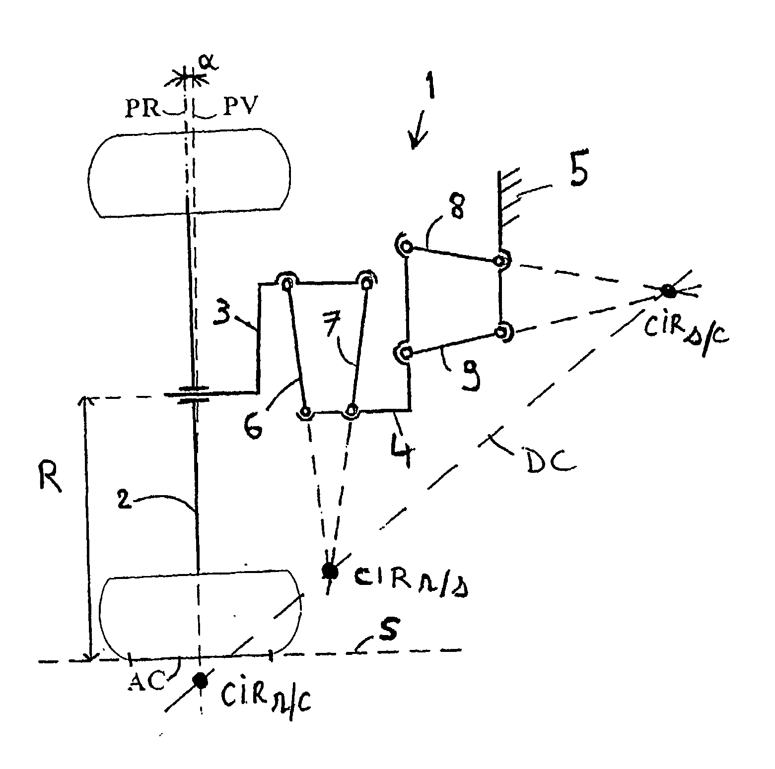 Wheel support device and suspension device comprising the said support device