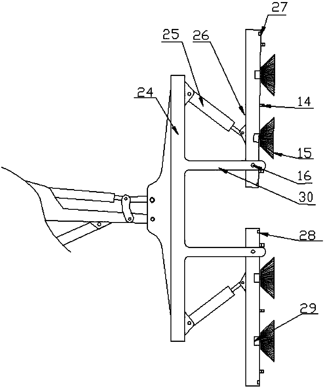 High pressure water cleaning vehicle with rotating water spray frame