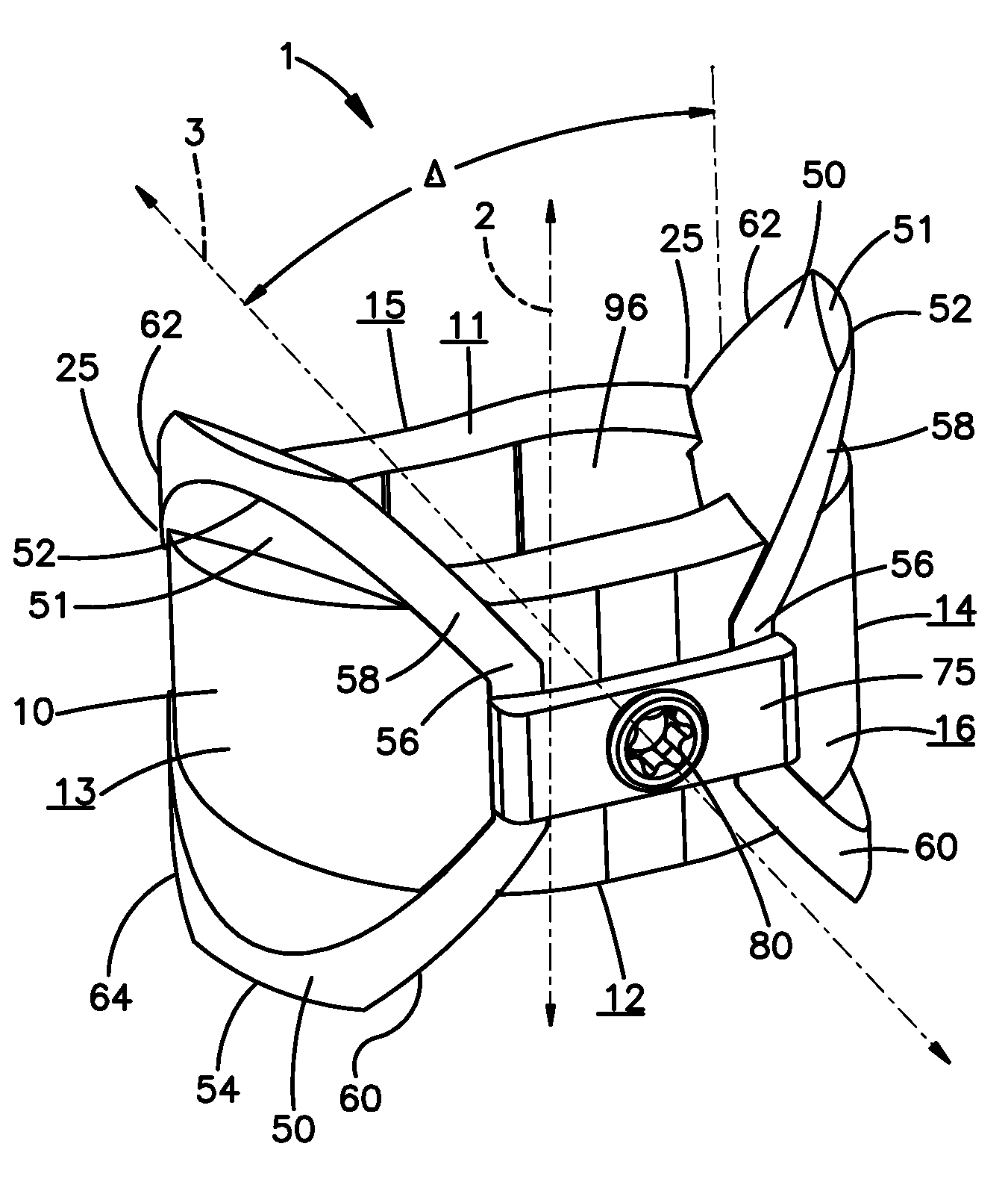 Intervertebral implant with blades for connecting to adjacent vertebral bodies