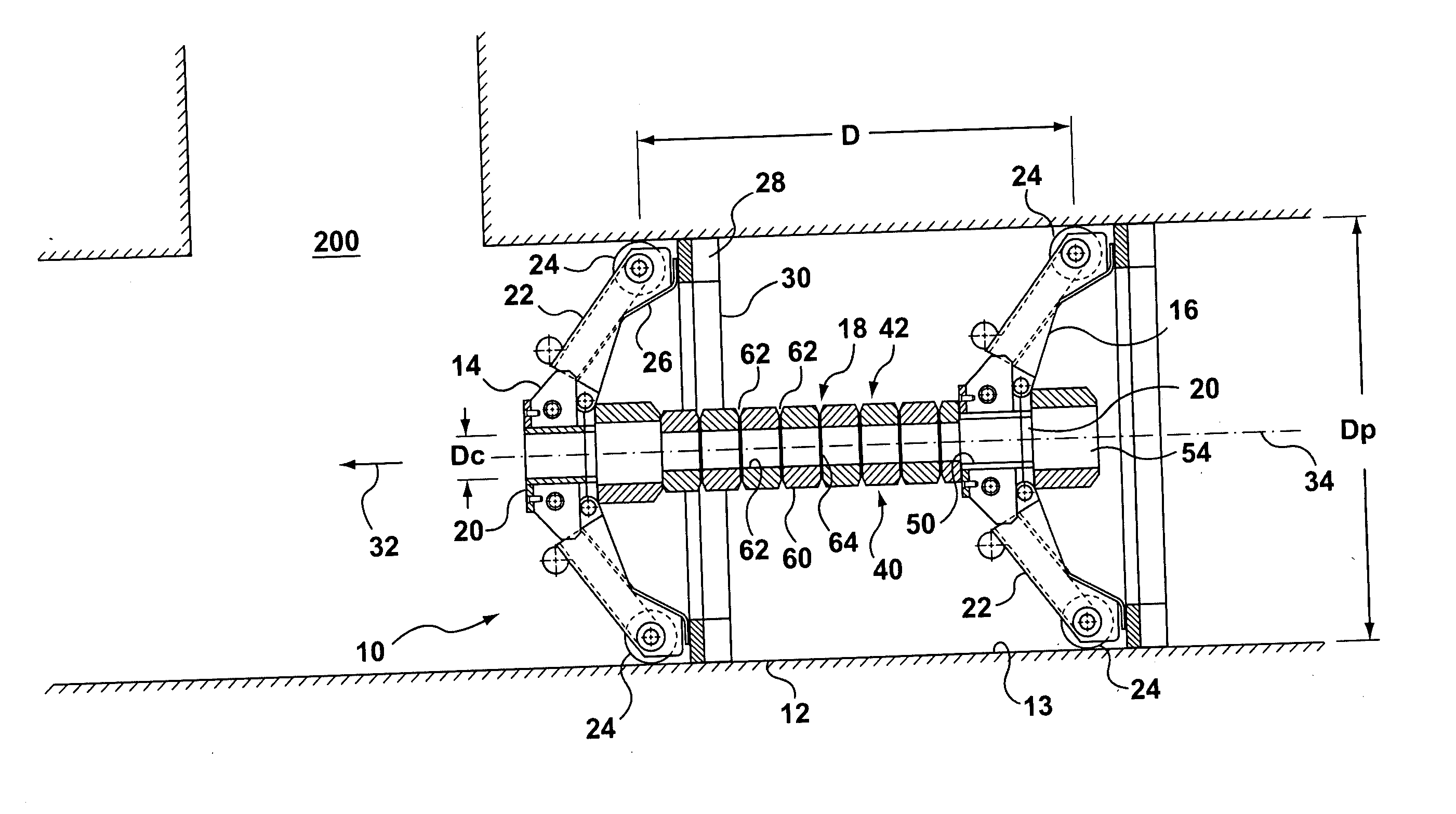 Device for moving a pig through a conduit, such as a pipeline