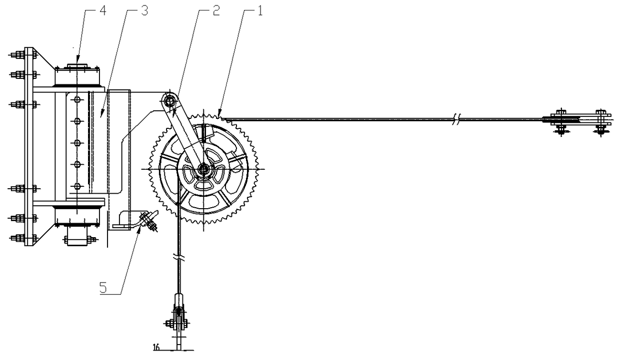 Double-winding-rope heavy load vertical tooth ratchet wheel compensation device used for overhead line system compensation anchorage