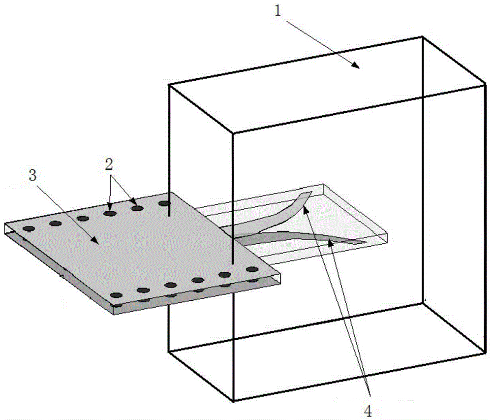 Device for converting rectangular waveguide into substrate integrated waveguide at Ka wave band