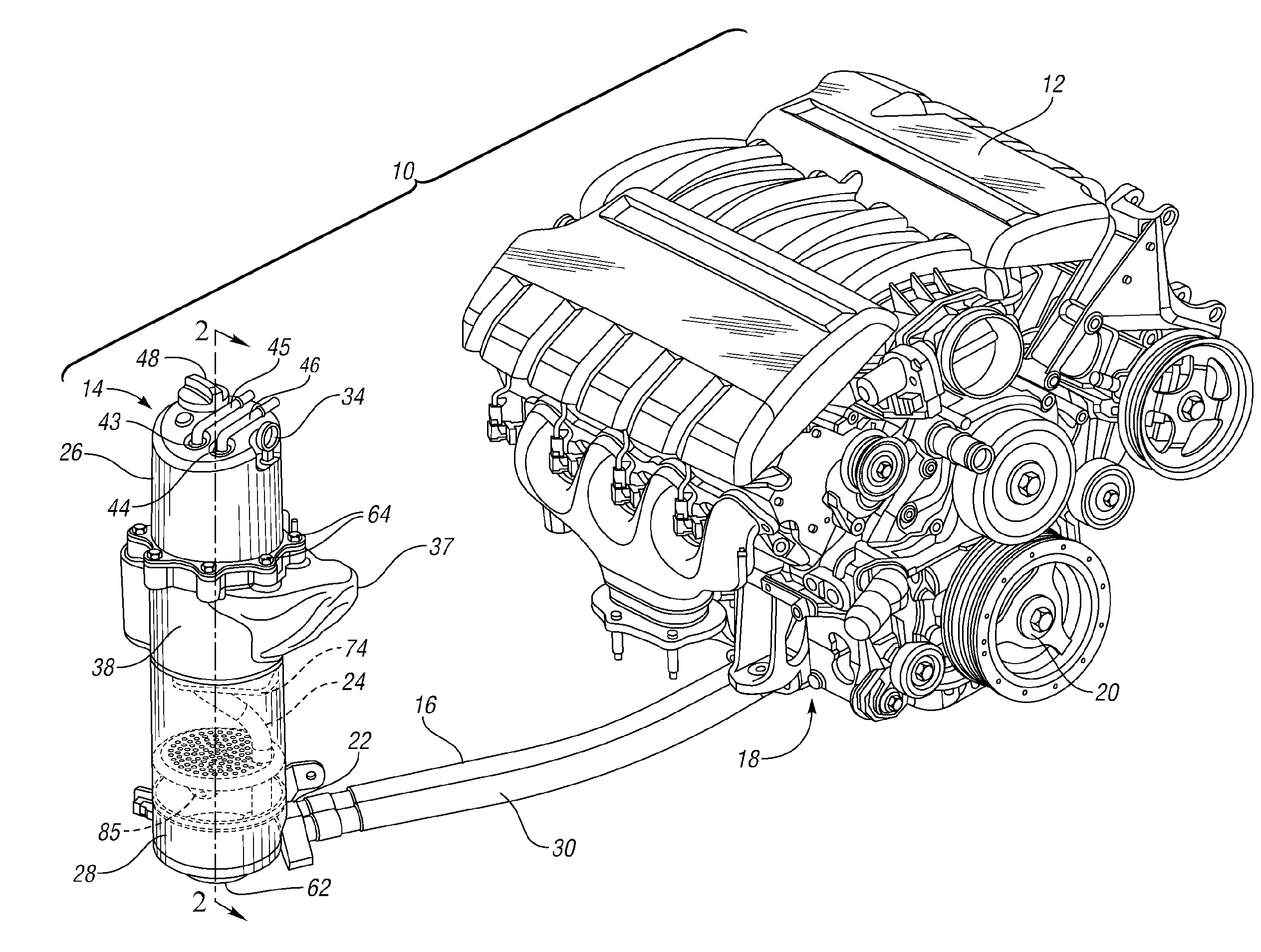 Dry sump oil tank assembly for a vehicle