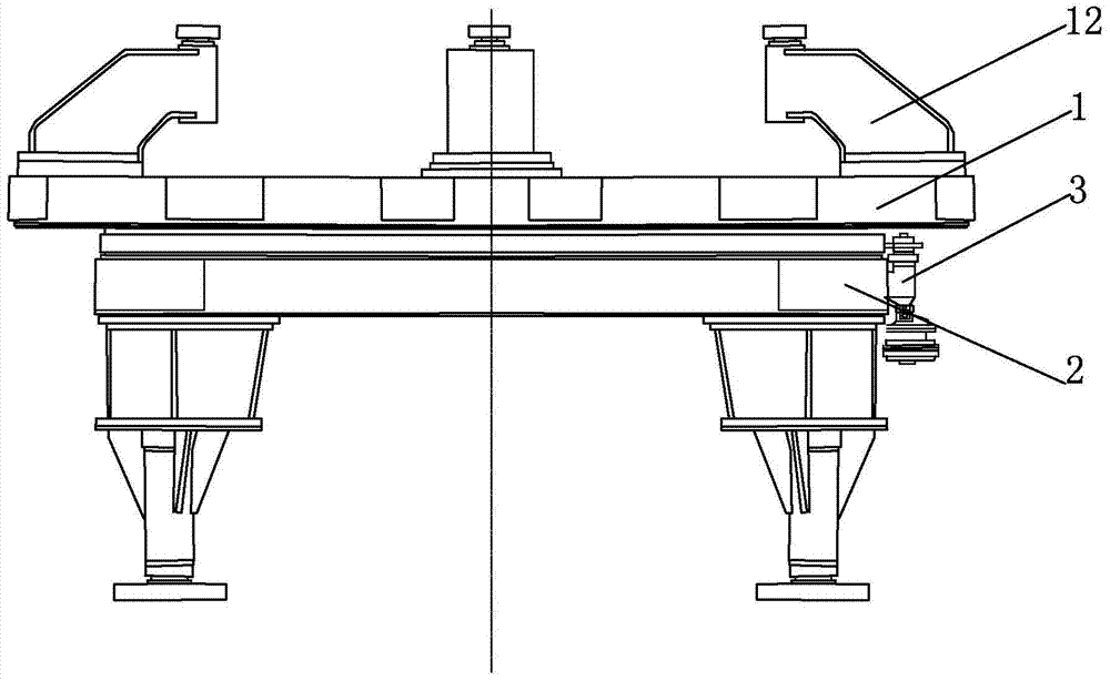 Four-point-supported small fixed type launching device capable of rotating and being leveled