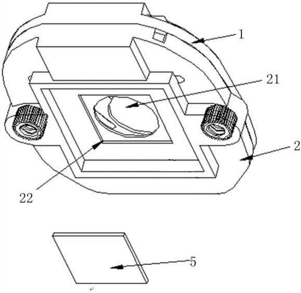 Double-filter switch with attachment of glass