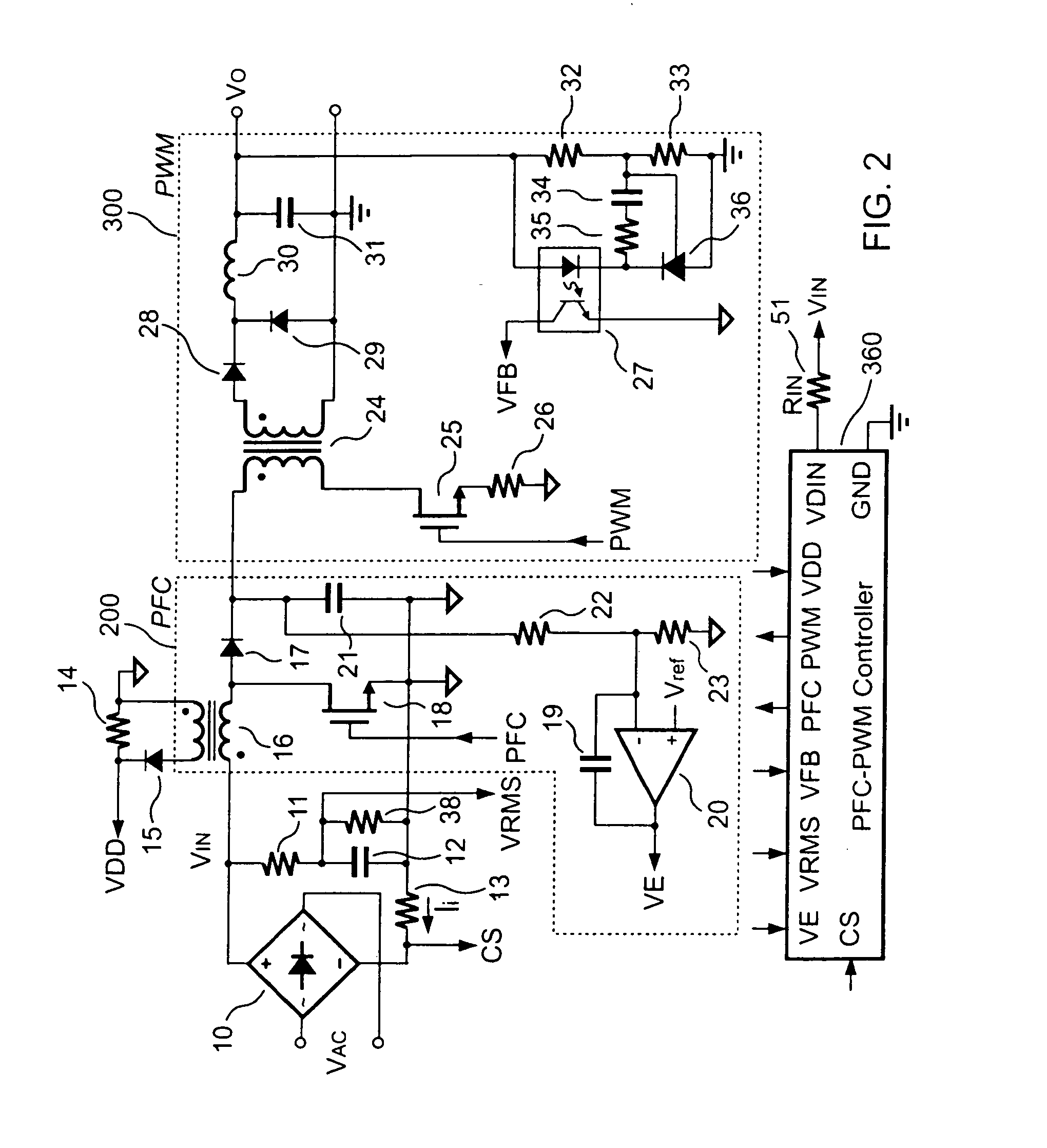 Pfc-pwm controller having a power saving means