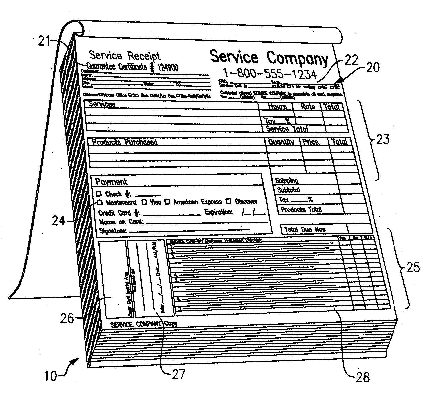 Service order payment and receipt form set