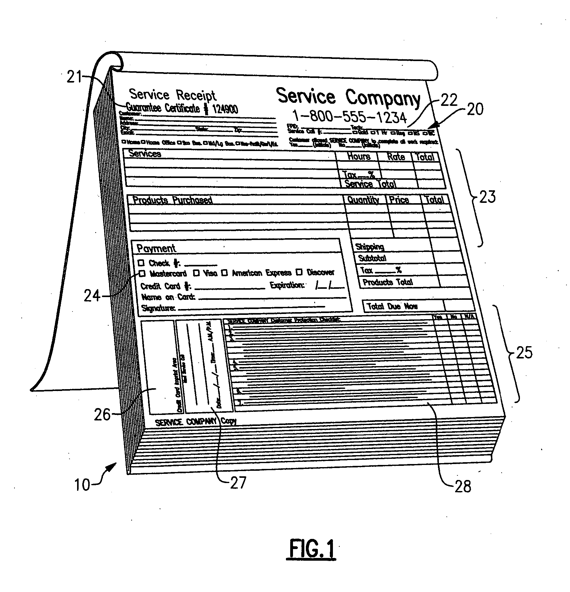 Service order payment and receipt form set