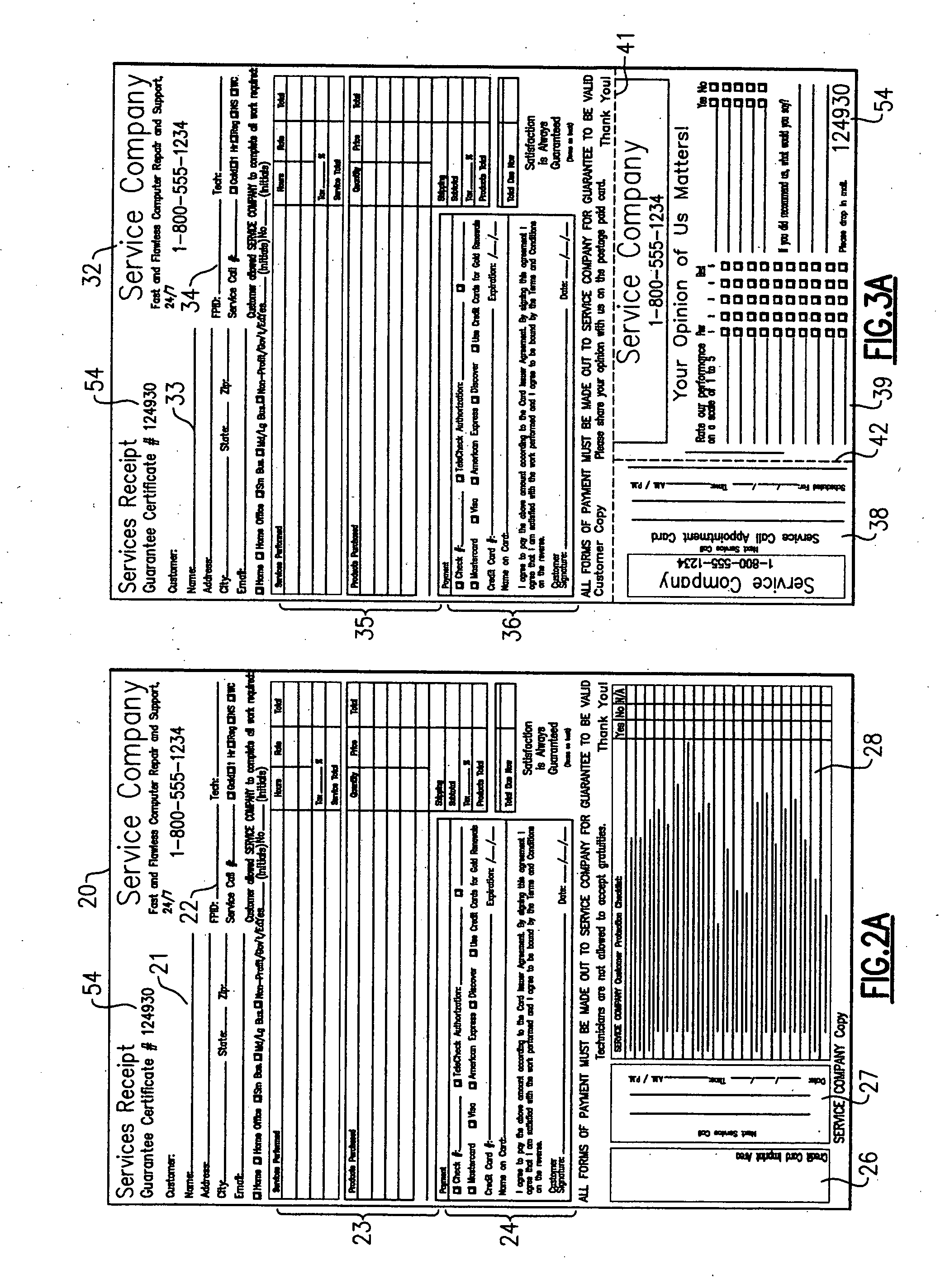 Service order payment and receipt form set