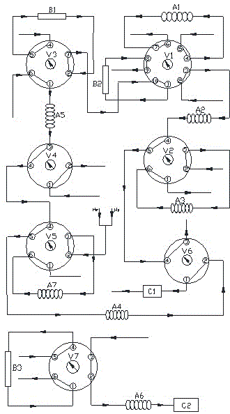 Analysis system for determining impurity components in highly pure gases, and determination method thereof