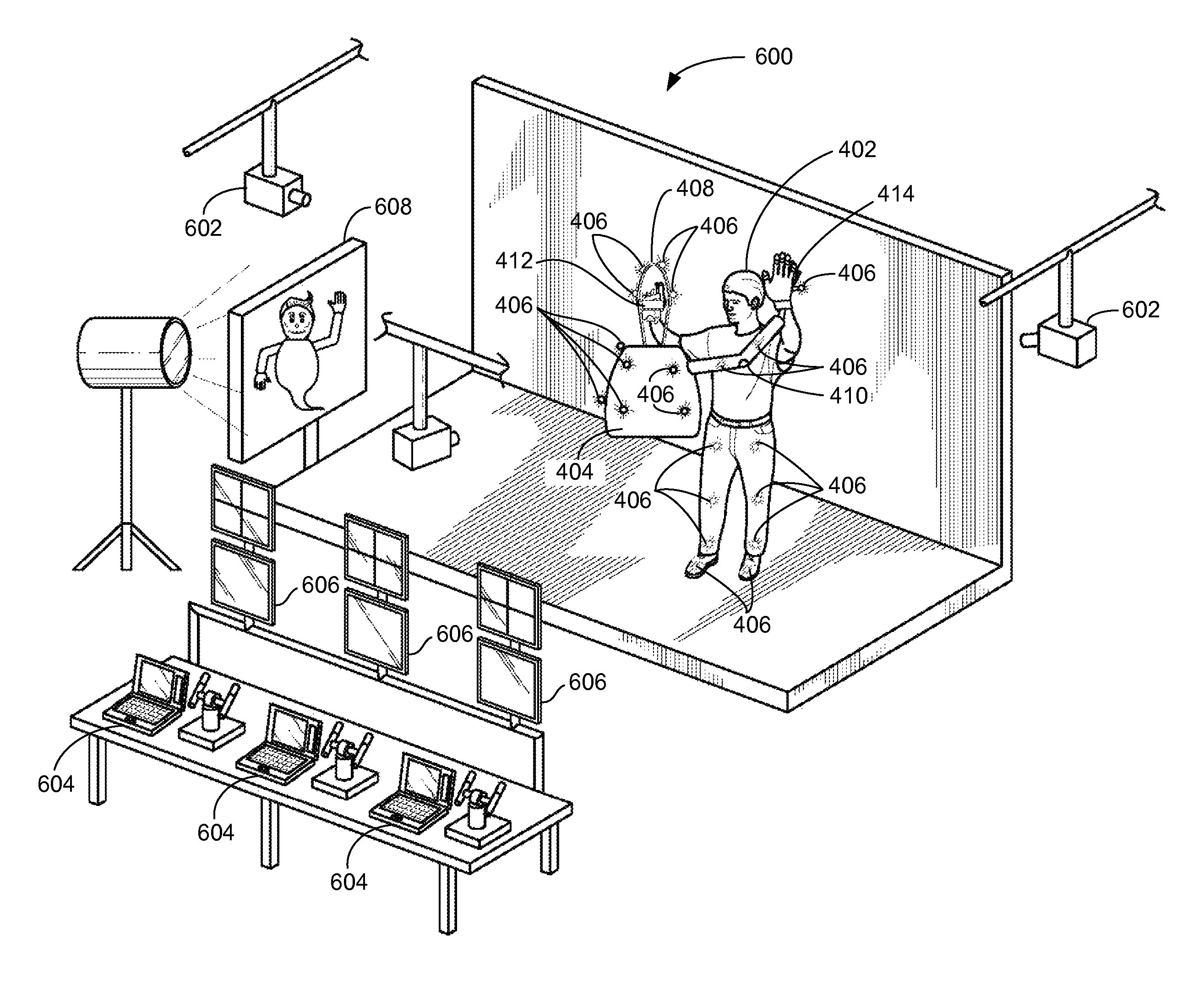 System and method of animating a character through a single person performance