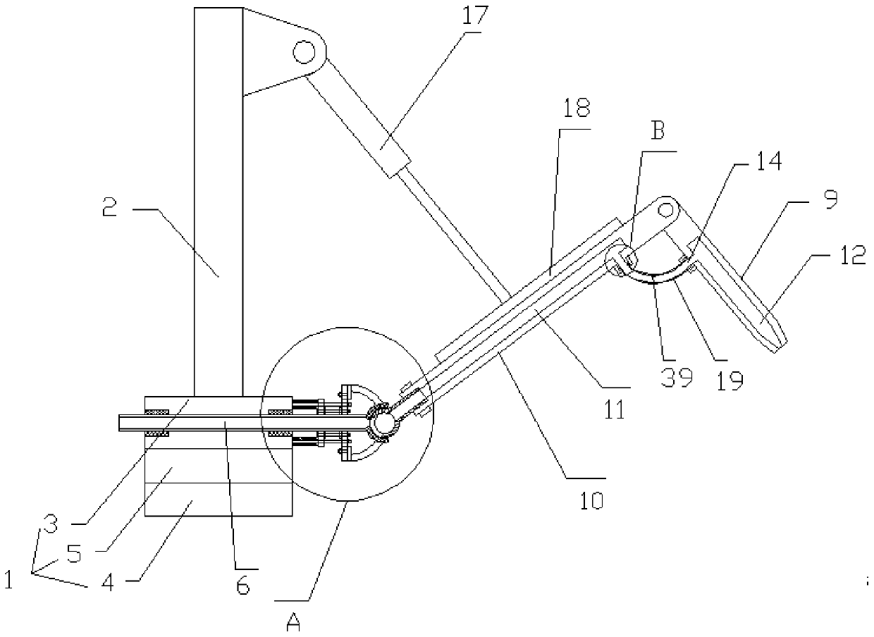 A luffing type hard pipe filling device applied in bad sea conditions