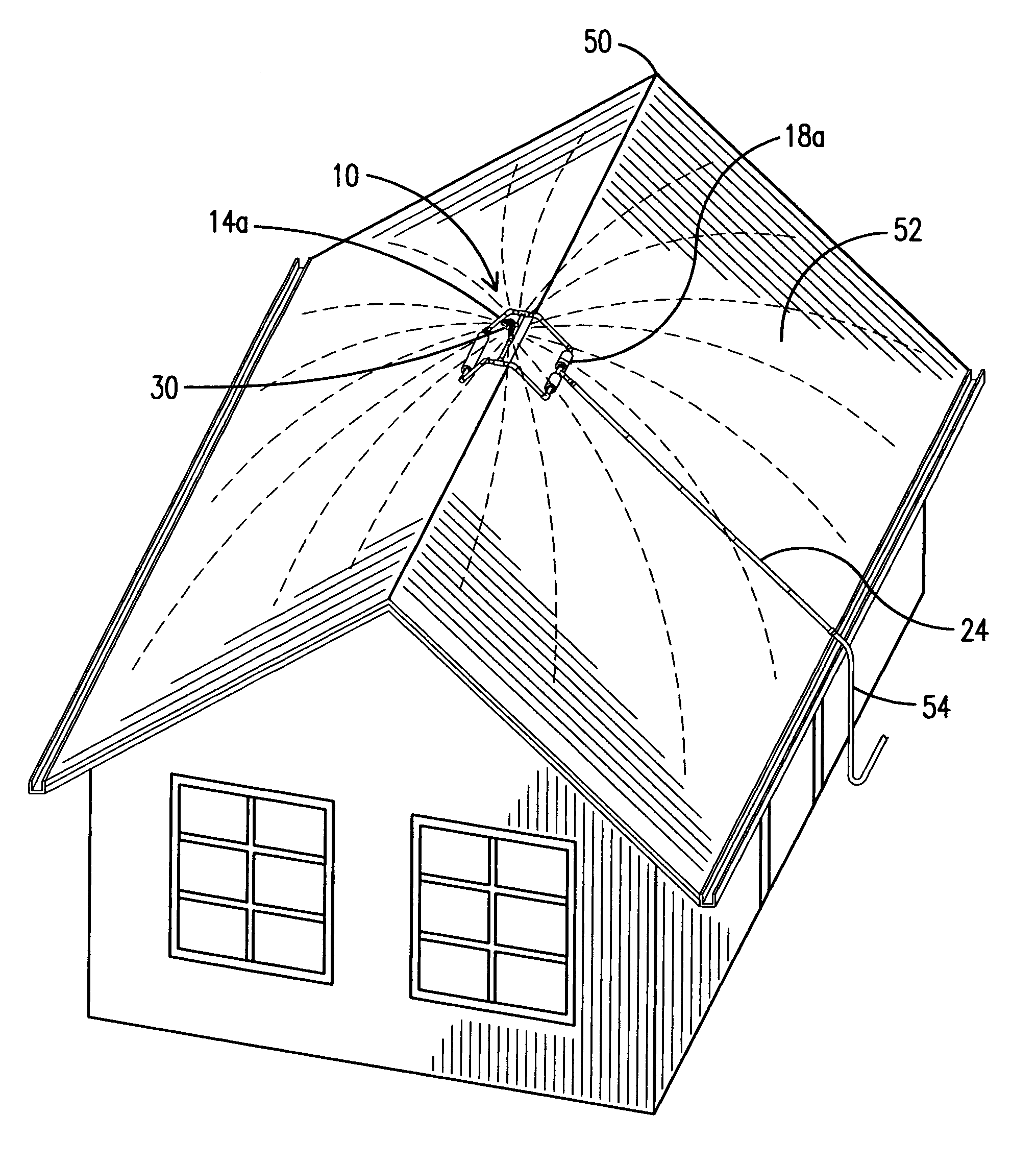 Roof-top fire prevention sprinkler system with storage rack