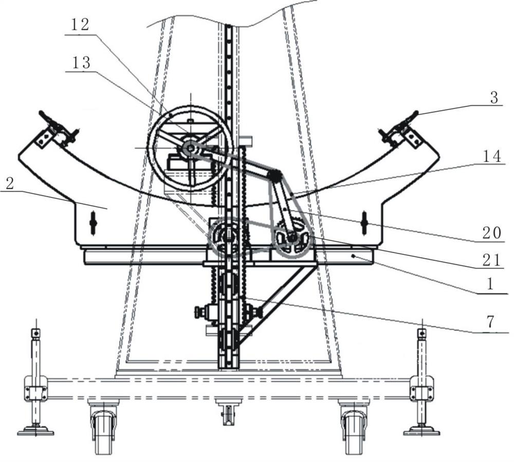 A kind of aircraft skin glue pouring rotating equipment