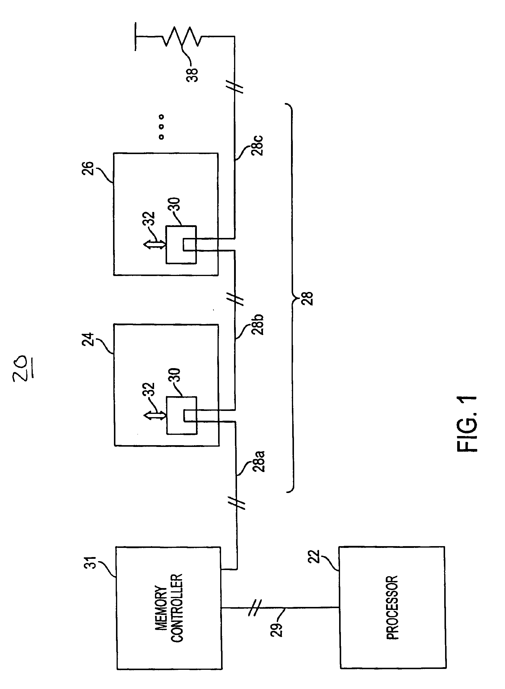 High speed interface with looped bus