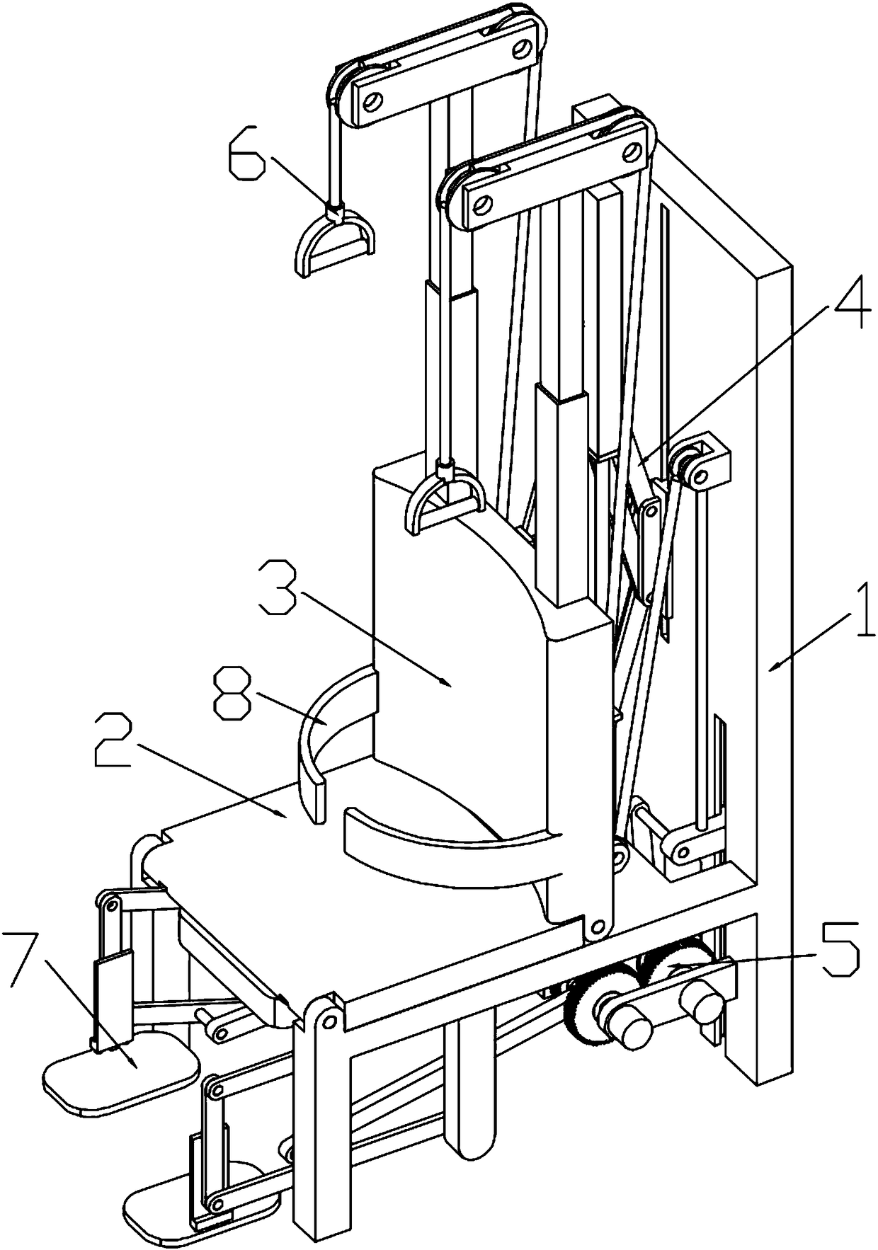 Multi-purpose rehabilitation chair realizing synchronous movement of hands and feet and use method of multi-purpose rehabilitation chair