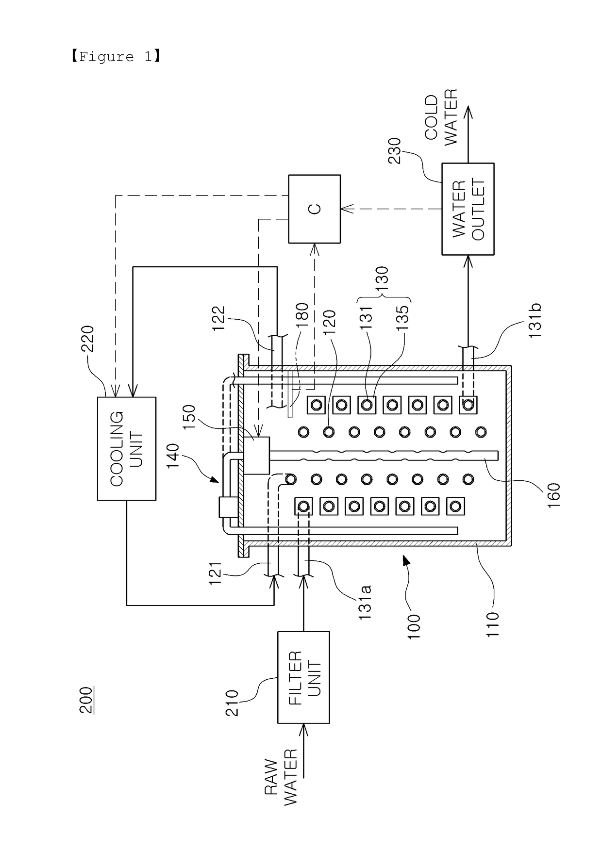 Cold-water generating tank, and water cooler equippped with same