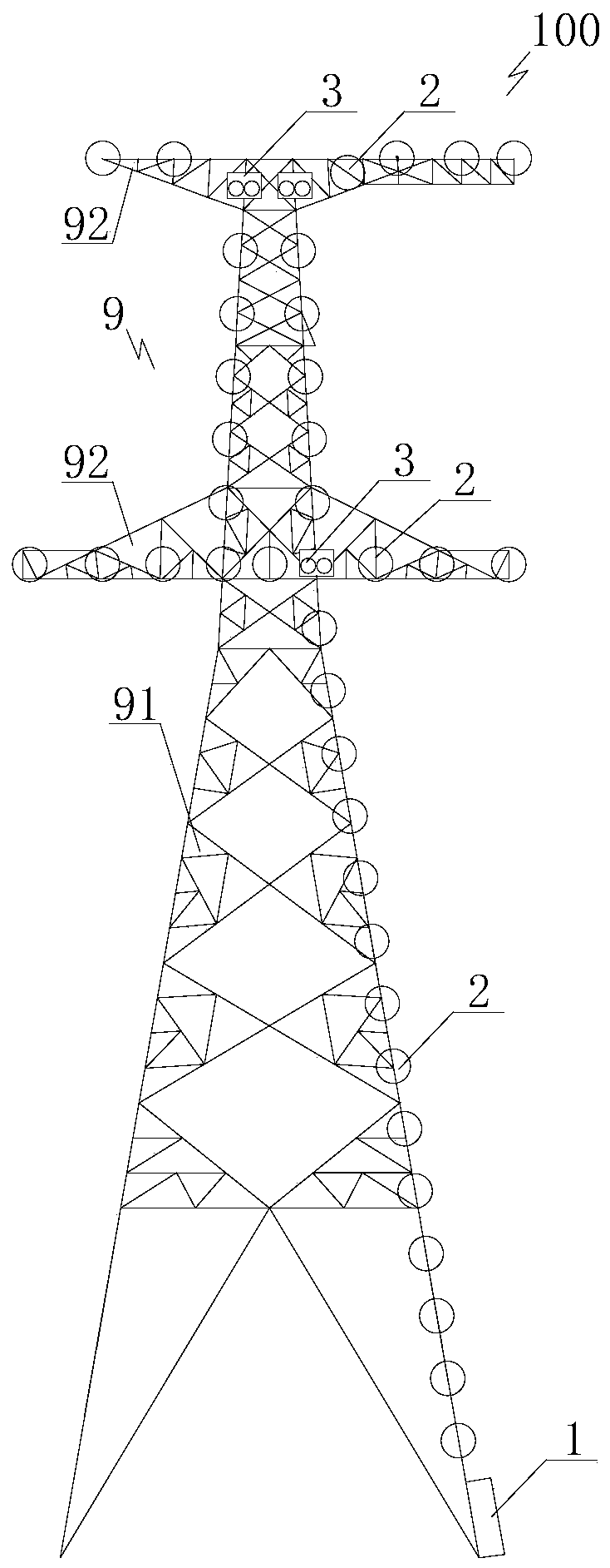 Anti-falling protecting system and anti-falling protecting method for tower climbing operation of electric transmission line