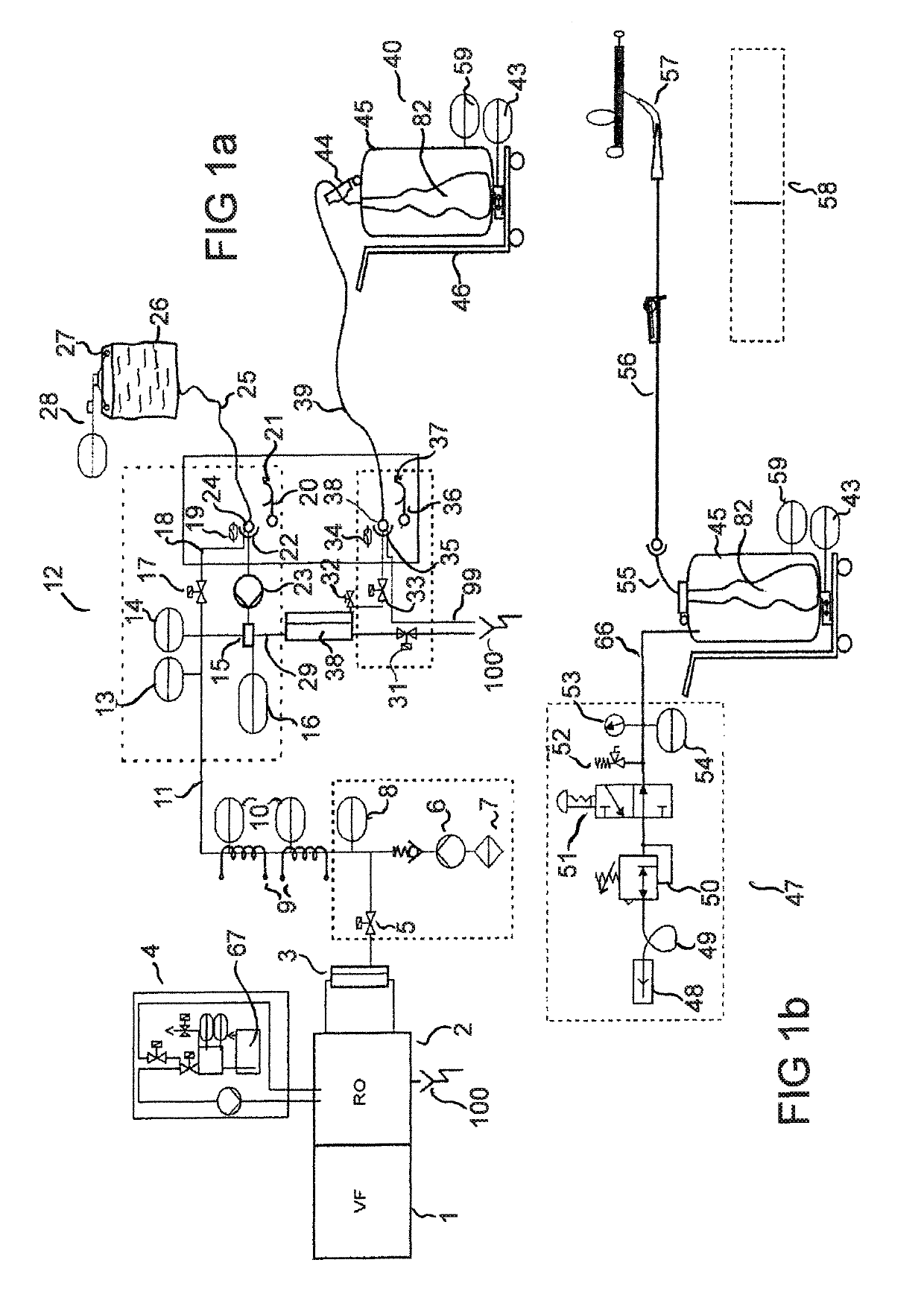 Mixing unit for flushing solutions