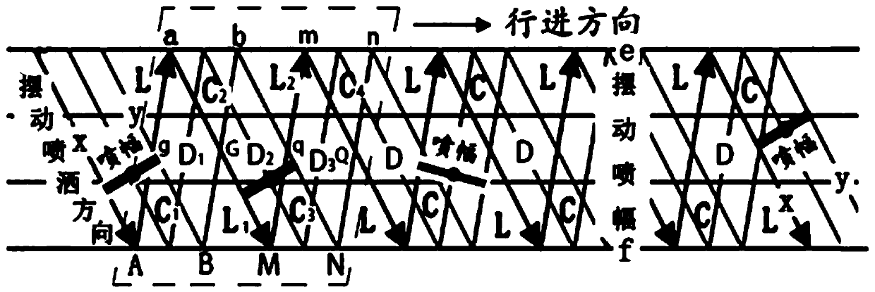 High-efficiency scanning spraying method of whole plants of Allium fistulosum