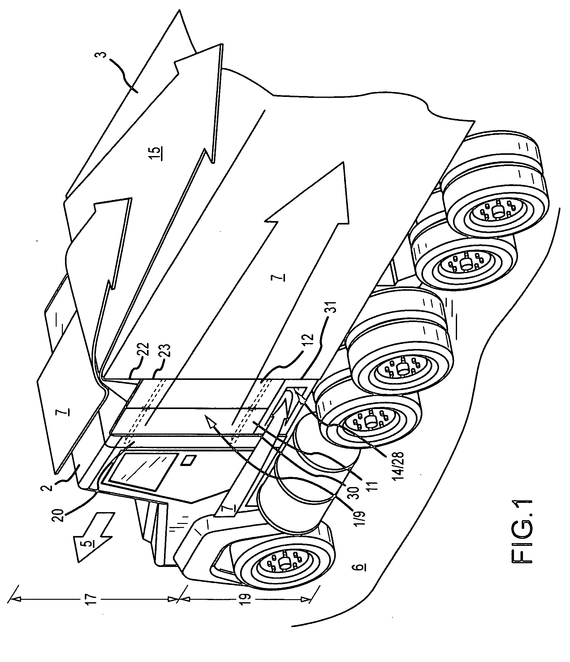 Truck-trailer air dam