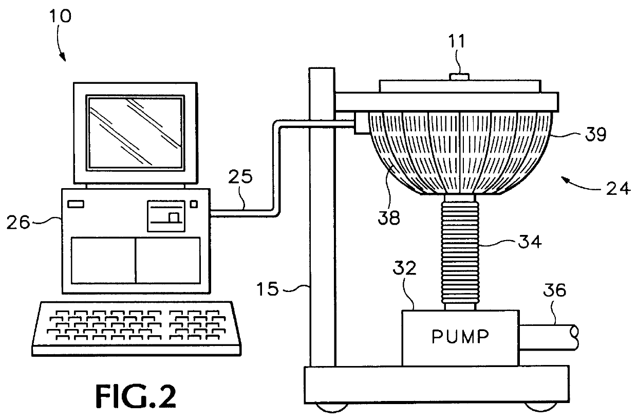 Hemispherical test head for integrated circuit tester employing radially distributed circuit cards