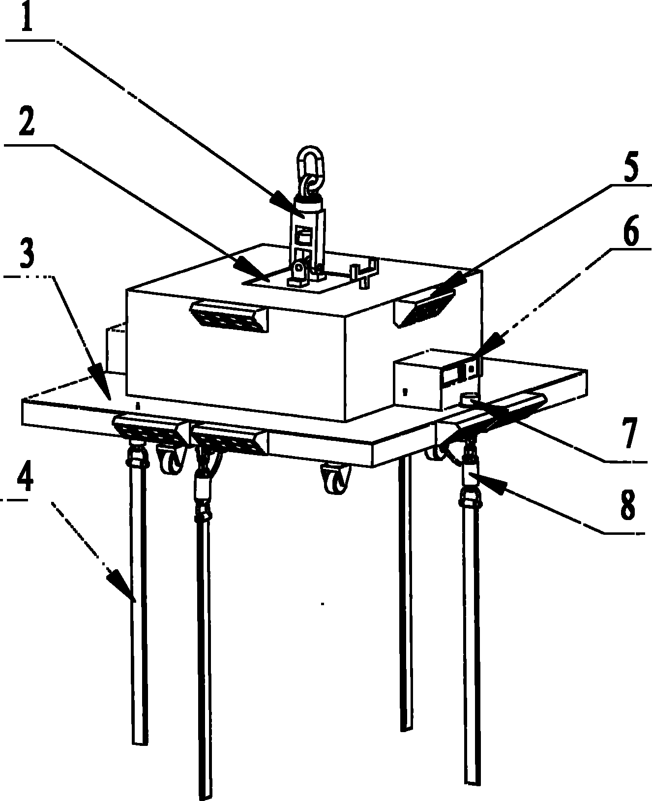 Horizontal adjusting sling for spacecraft