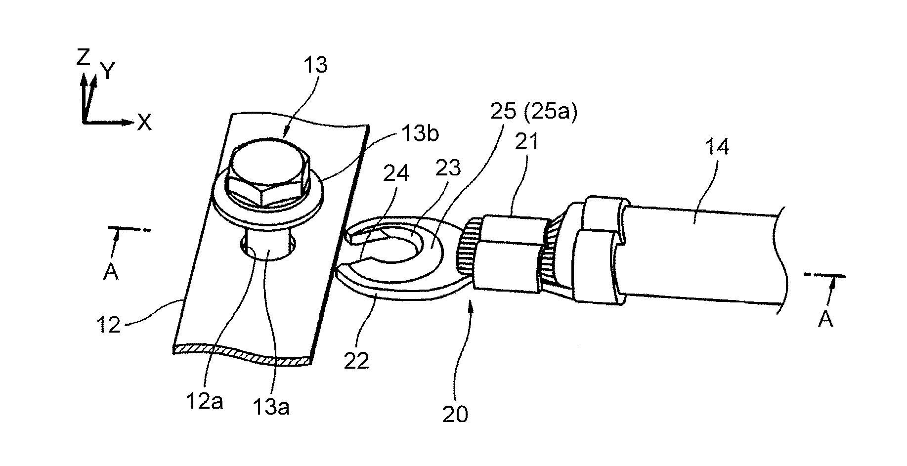 Connection structure for screw clamp terminal