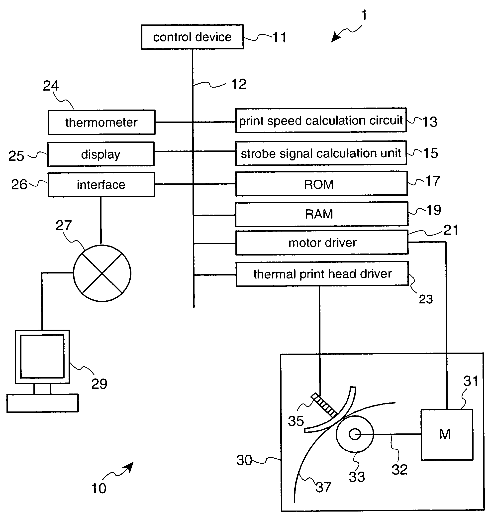 Thermal printer, thermal printer control method, and printing system