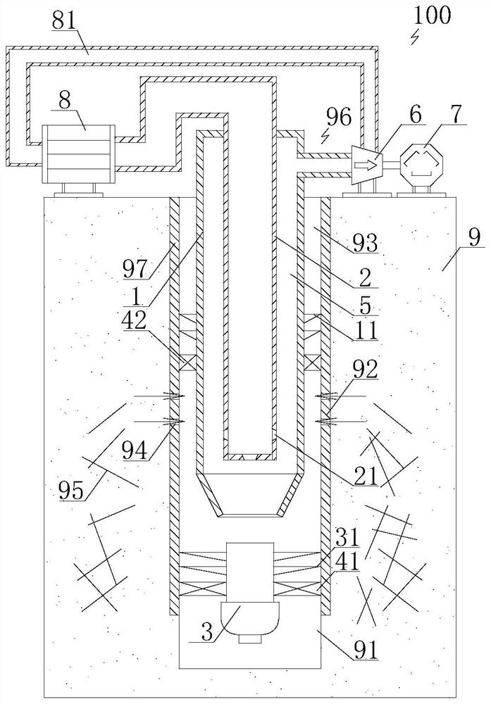 Method for achieving geothermal power generation through double-working-medium underground heat exchange and heat exchange production structure