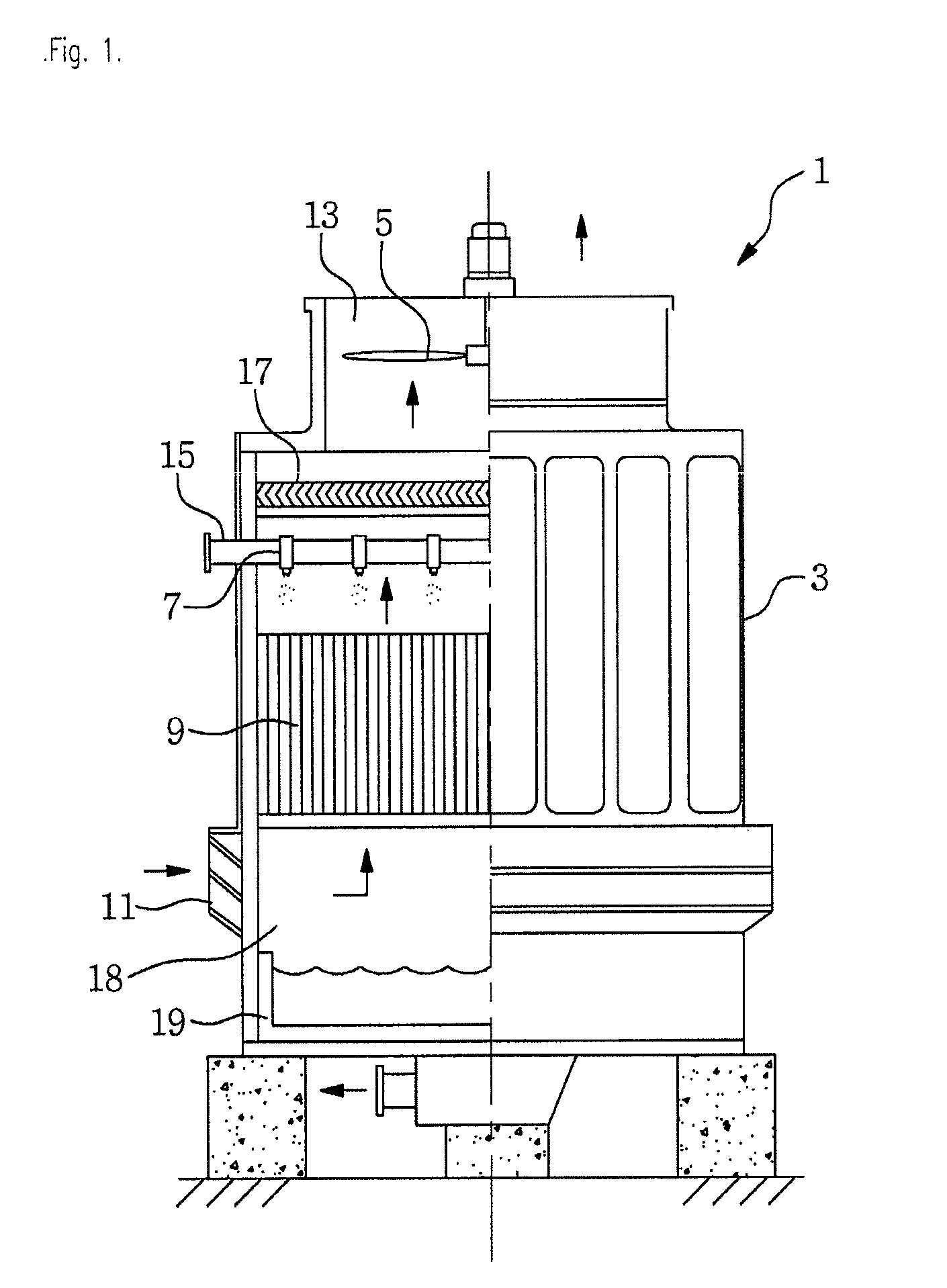 Counter flow type of cooling tower generating low grade of noise