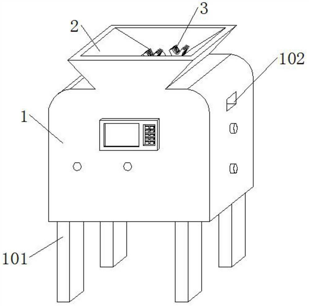 A semi-automatic crushing device for traditional Chinese medicine cooked Panax notoginseng based on flow direction line operation cycle operation