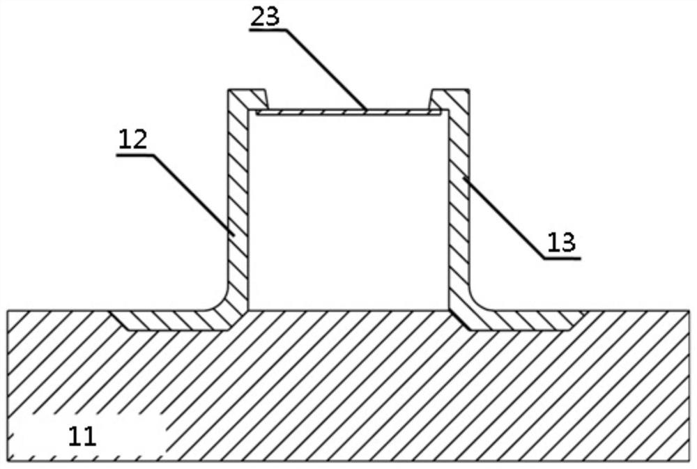 A molding tool and a method for preparing a rectangular hollow composite material tubular member using the molding tool