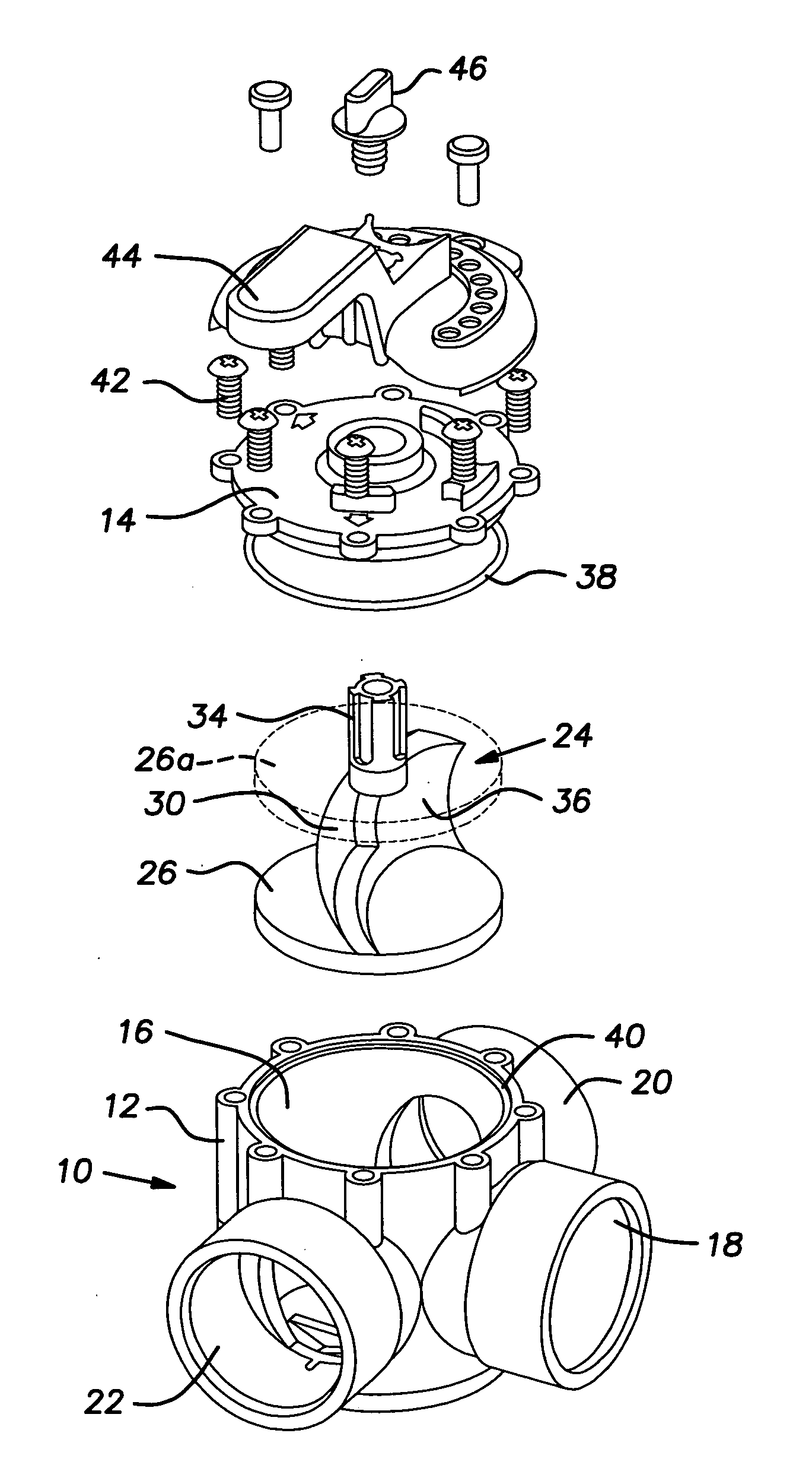 Valve with elbow joint diverter