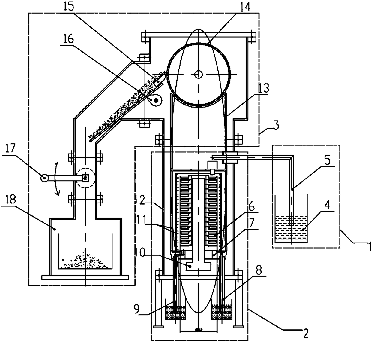 Equipment for continuous vacuum distillation and separation of high arsenic alloy