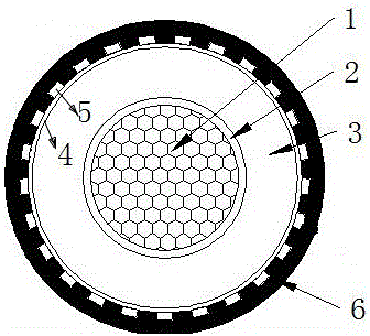 Flat copper wire embedded sheath type shield medium-and-high voltage cable and production process thereof