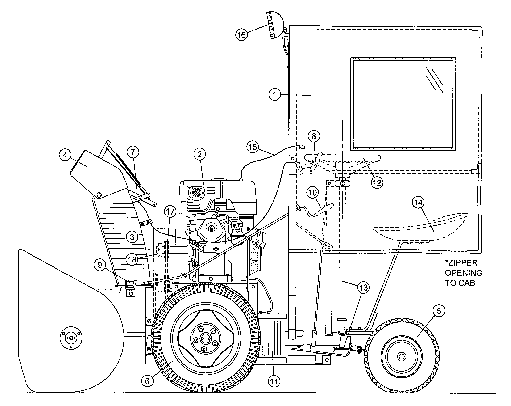 Ride-on snow blower